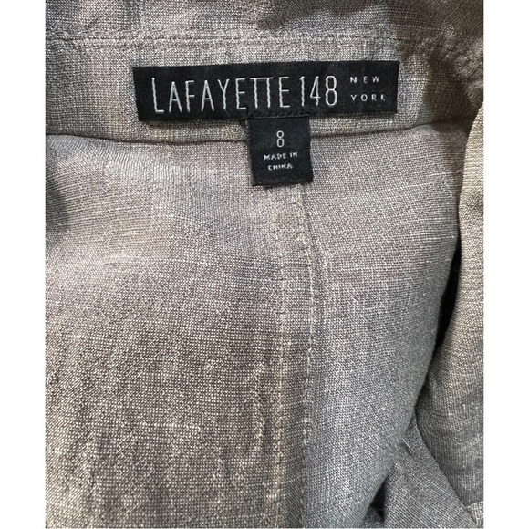 Lafayette 148 New York Sz 8 Gray Ruffled Linen Silk Blazer m Jacket Womens - Picture 5 of 6